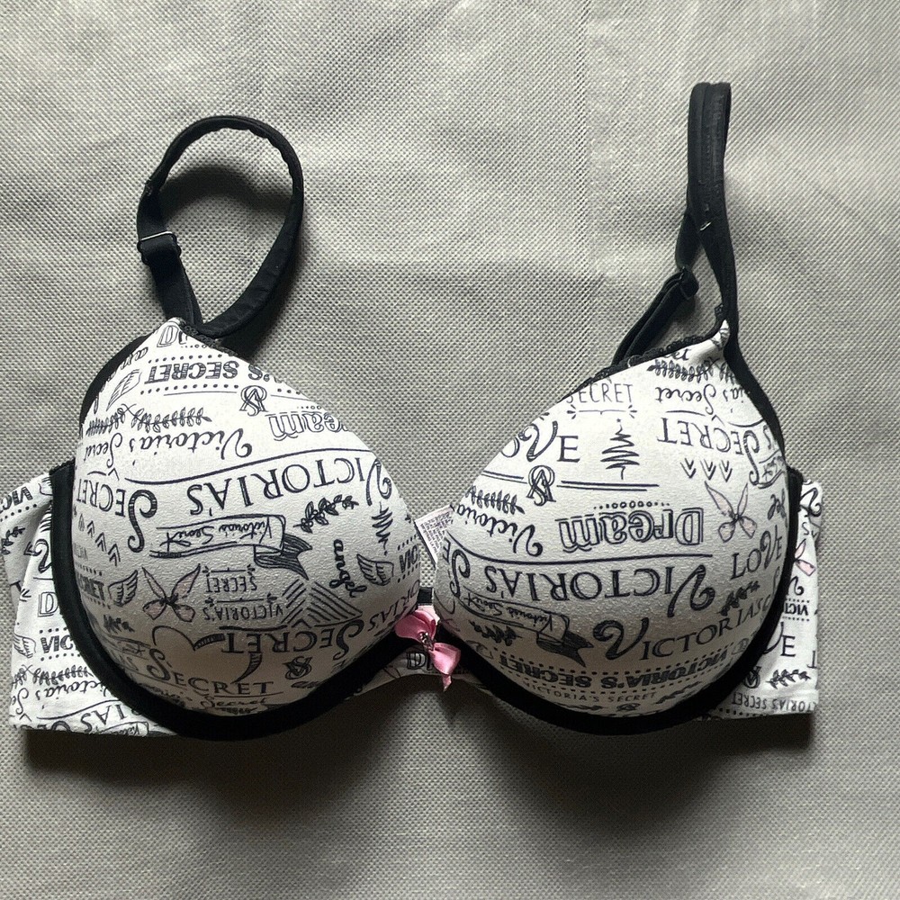 Victoria's Secret Push-up bra womens 34D white body by victoria graffiti print